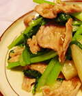 貧血改善レシピ（５４)　豚肉と小松菜の梅ソテー